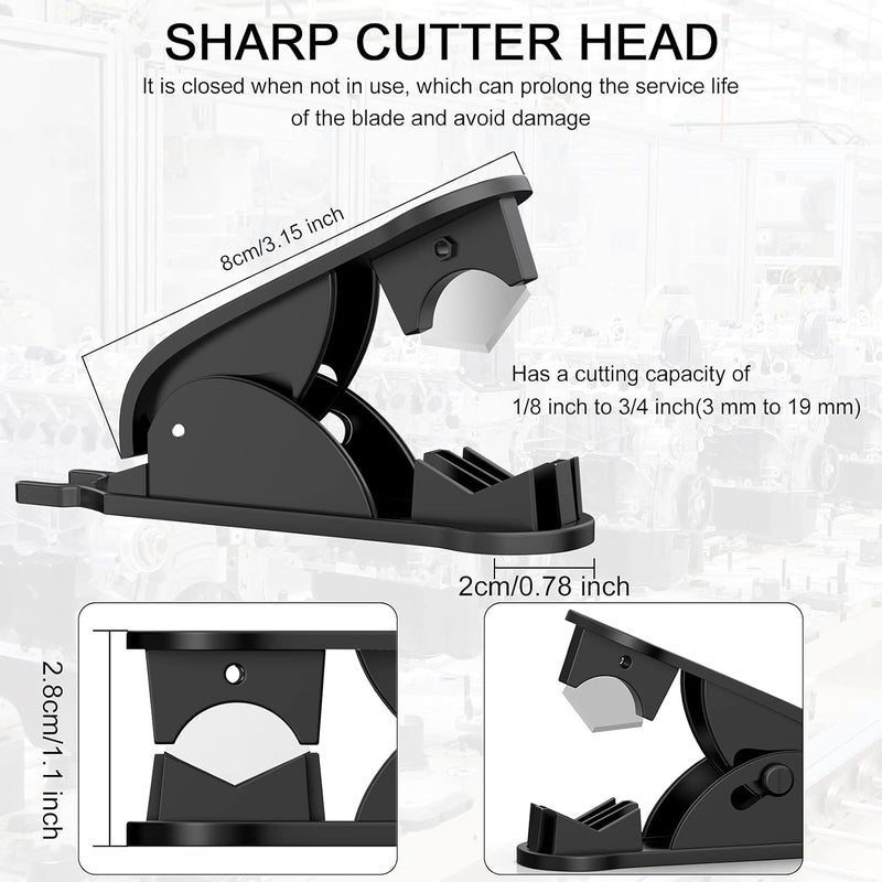 ONLYFU PTFE Tube Cutter PE Hose Cutter Pipe Cutter Plastic Tubing Cutting Tool for Cutting Nylon PU PVC Plastic Tube Up to 3/4 Inch OD Tube (Black) 12Pcs - Image 2